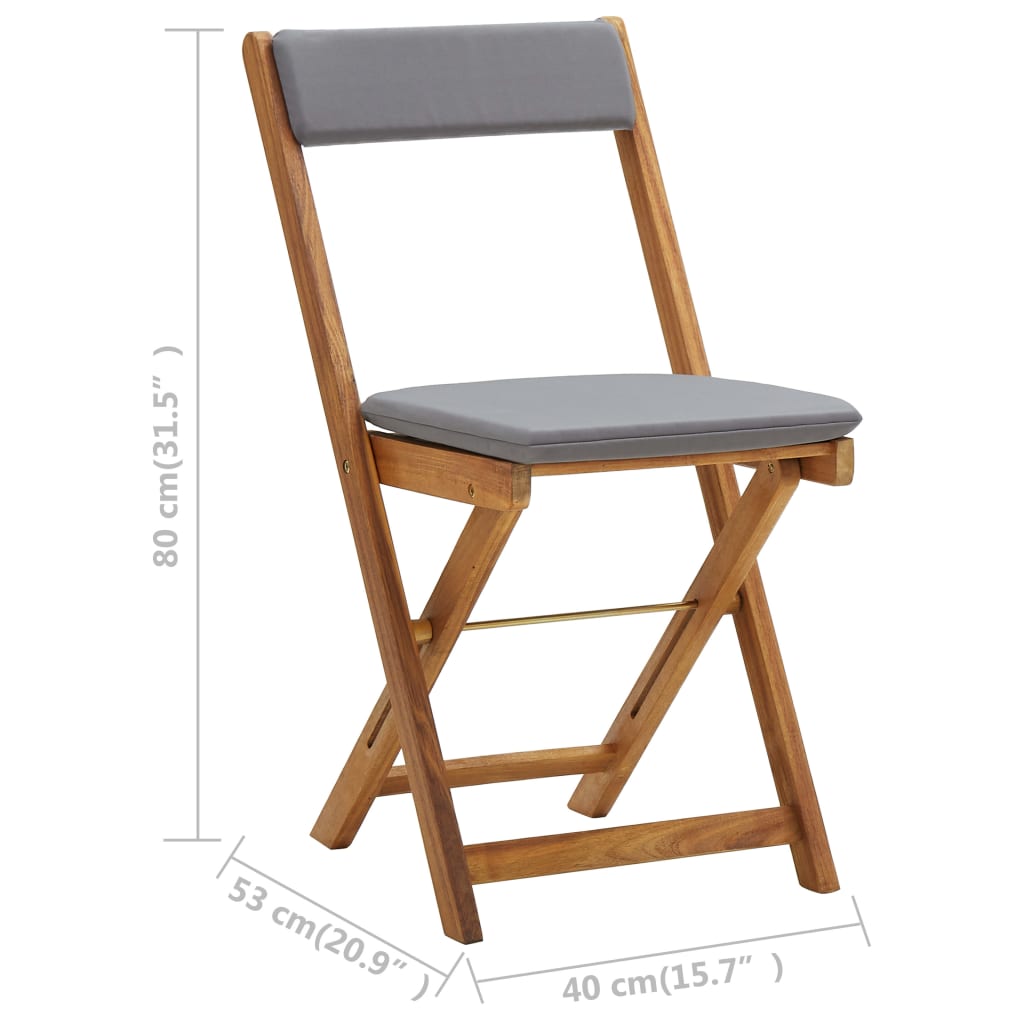 3-dijelni sklopivi bistro set od masivnog bagremovog drva