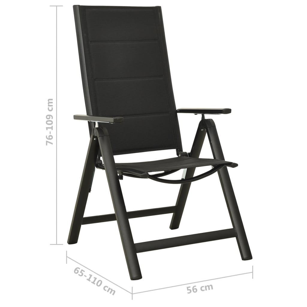 Sklopive vrtne stolice 2 kom od tekstilena i aluminija crne