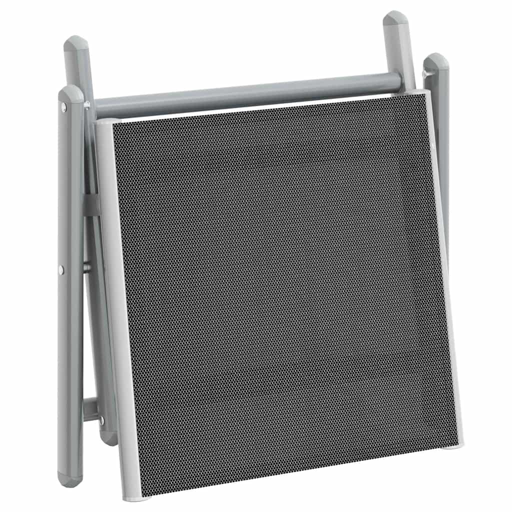 Sklopivi oslonac za noge crno-srebrni od tekstilena i aluminija