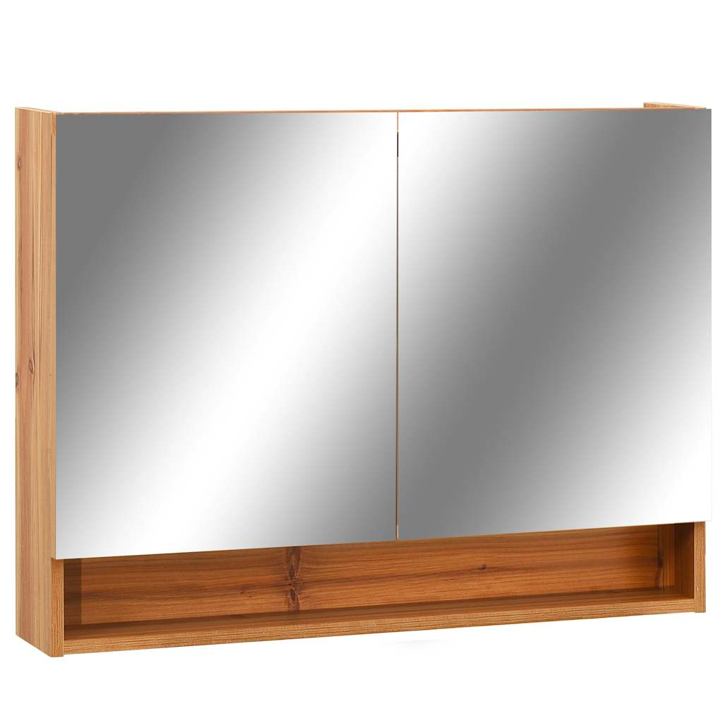 LED kupaonski ormarić s ogledalom boja hrasta 80x15x60 cm MDF