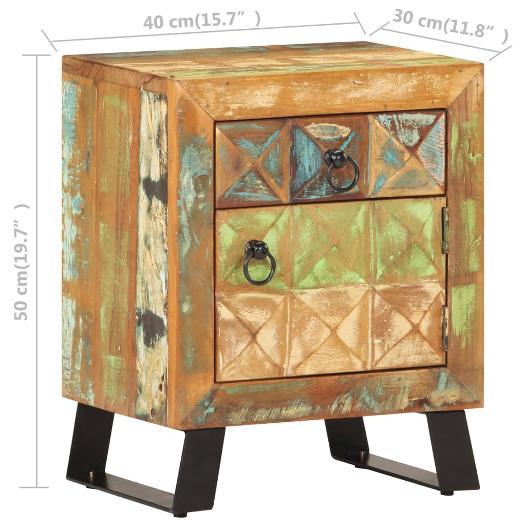Noćni ormarić 40 x 30 x 50 cm od masivnog obnovljenog drva