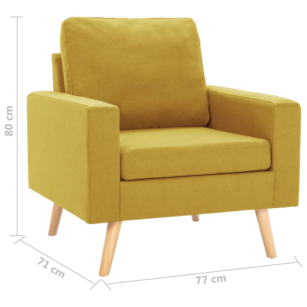 2-dijelni set sofa od tkanine žuti