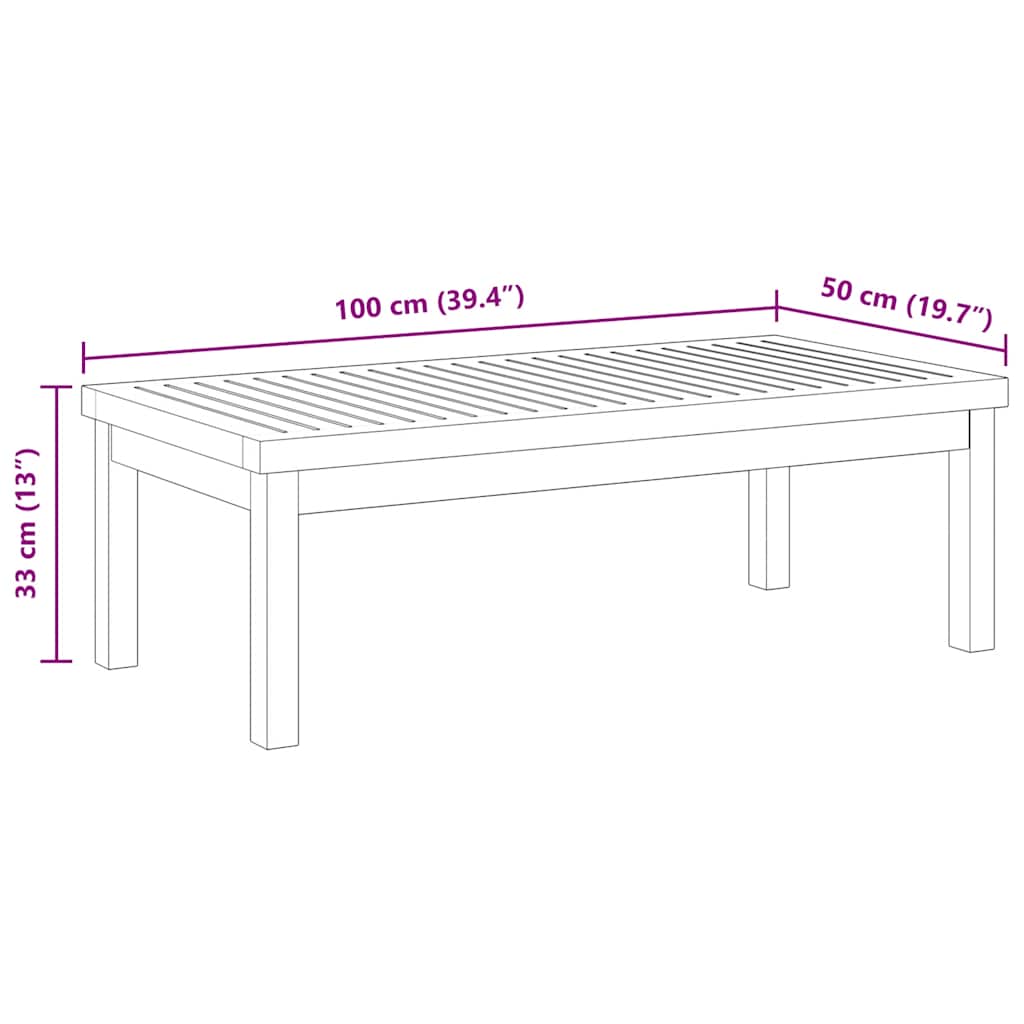 Stolić za kavu 100 x 50 x 33 cm od masivnog bagremovog drva