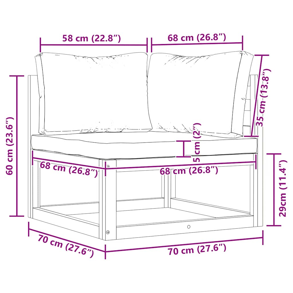 Modularne kutne sofe s jastucima 2 kom krem bijele