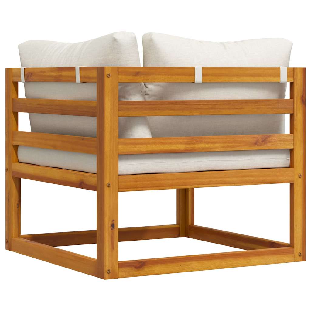Modularna kutna sofa i krem bijeli jastuci bagremovo drvo
