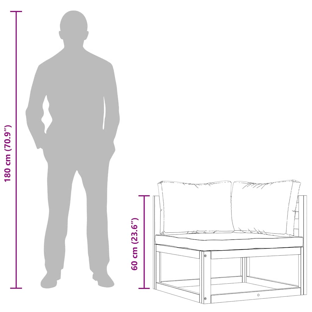 Modularna kutna sofa i krem bijeli jastuci bagremovo drvo