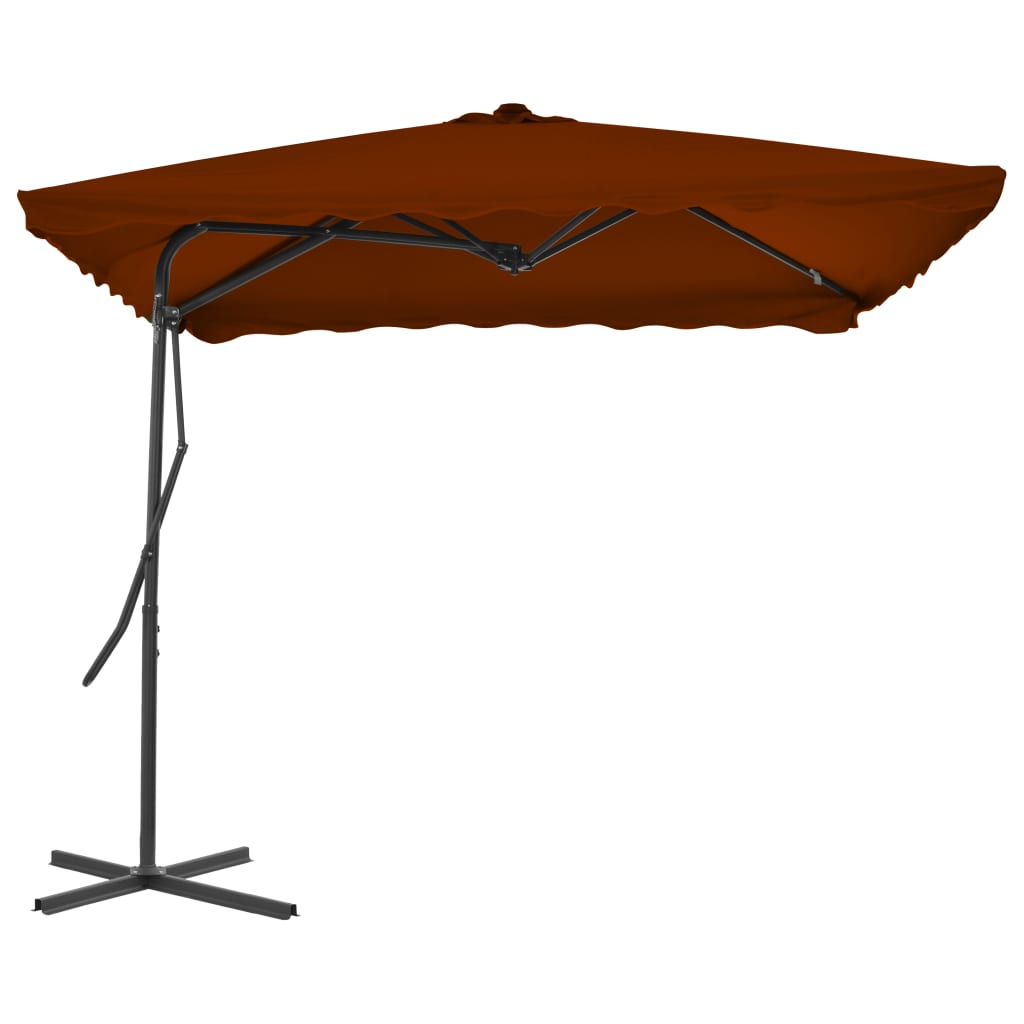 Vrtni suncobran s čeličnim stupom 250 x 250 x 230 cm terakota