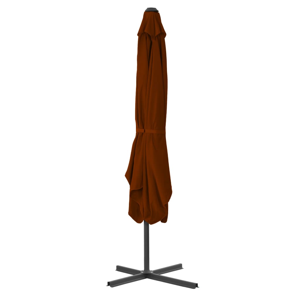 Vrtni suncobran s čeličnim stupom 250 x 250 x 230 cm terakota