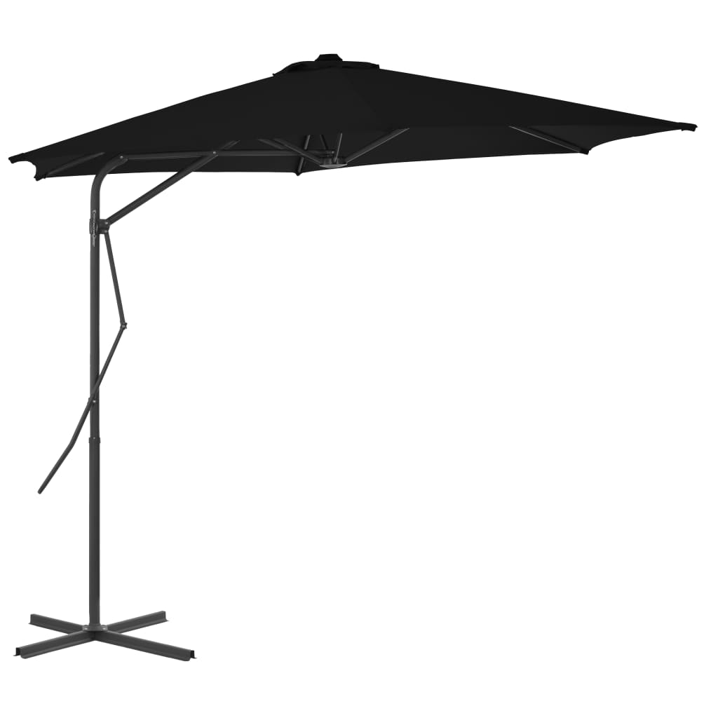 Vrtni suncobran s čeličnim stupom 300 x 230 cm crni