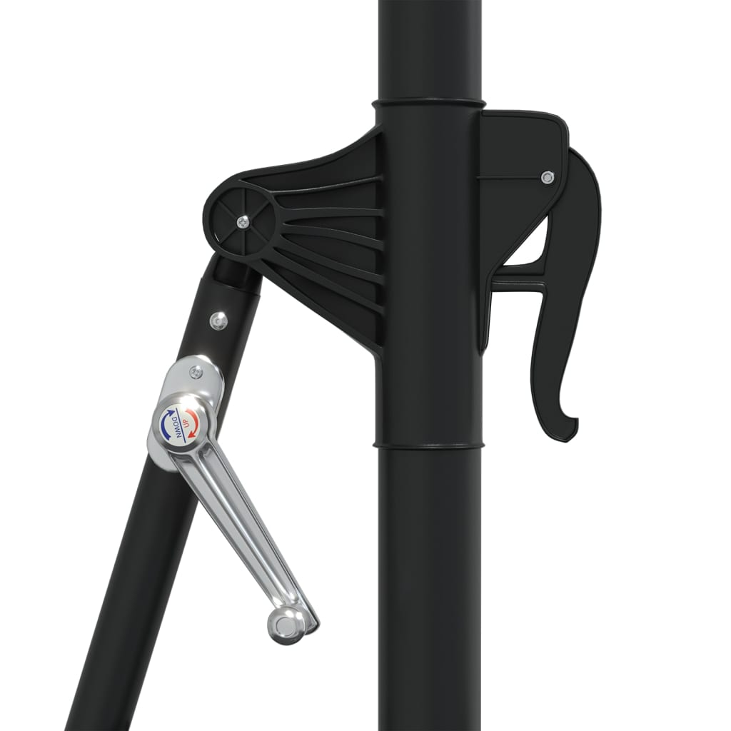 Zidni vrtni suncobran s LED svjetlima 300 cm crni