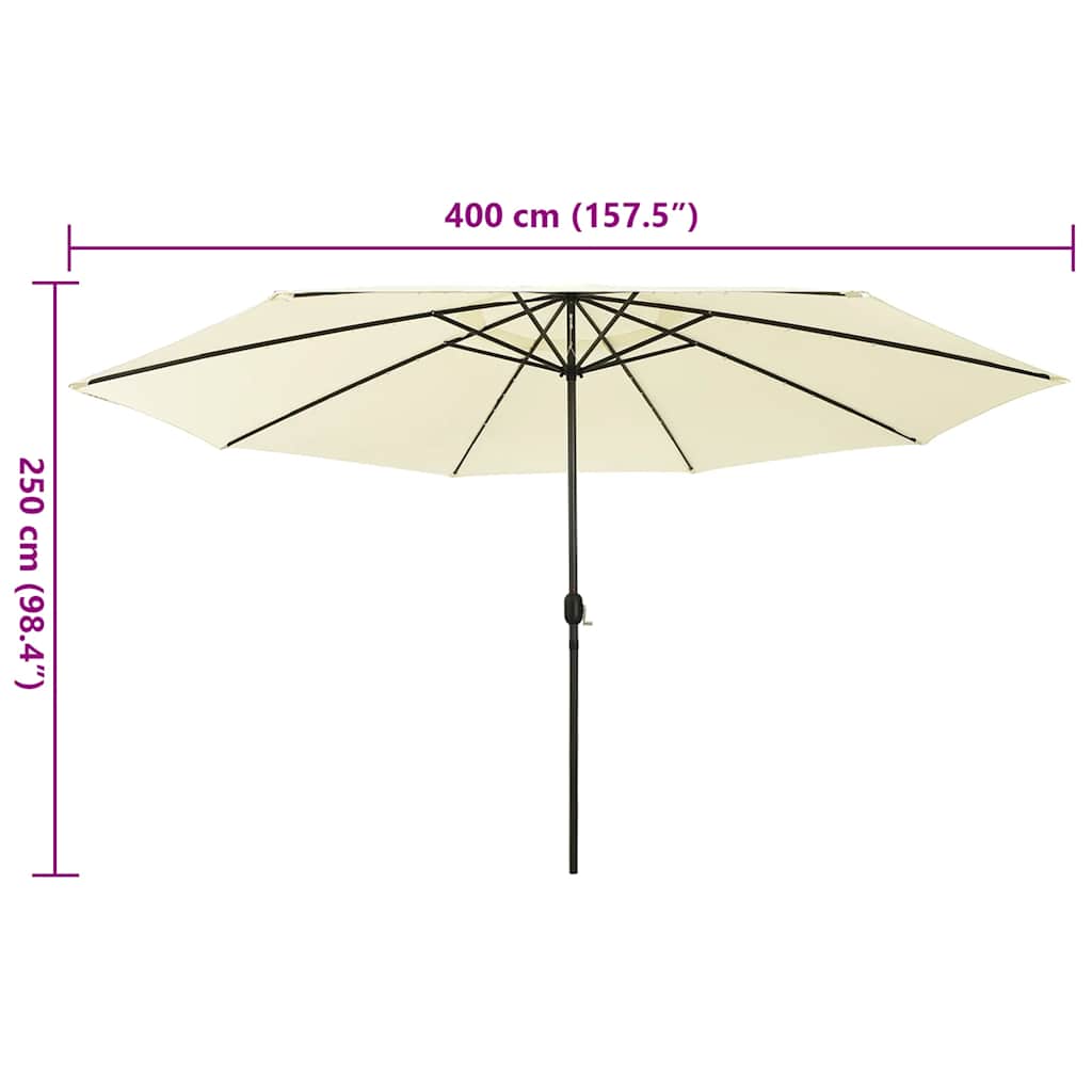 Vrtni suncobran s LED svjetlima 400 cm boja pijeska