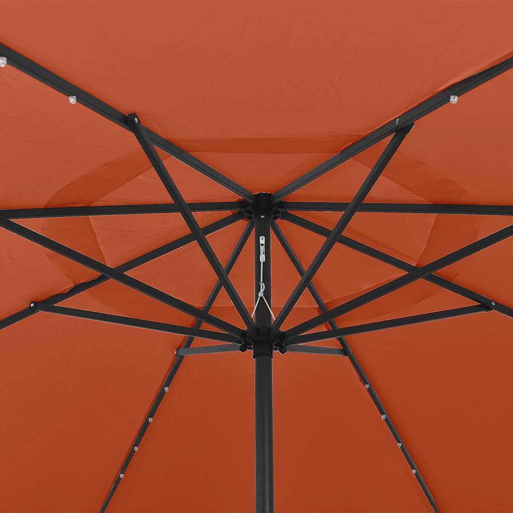 Vrtni suncobran s LED svjetlima 400 cm terakota