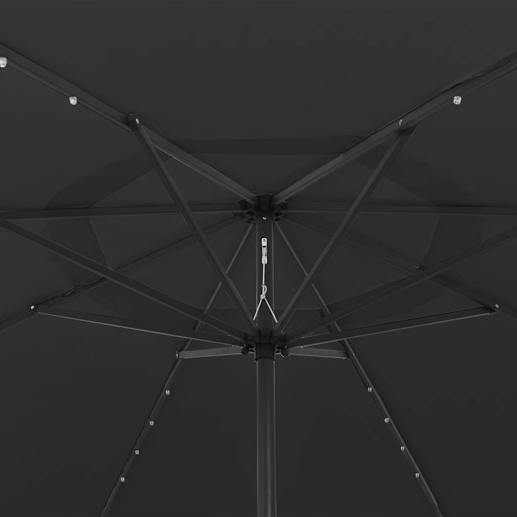 Vrtni suncobran s LED svjetlima 400 cm crni