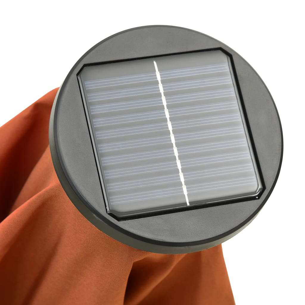 Vrtni suncobran s LED svjetlima terakota 200x211 cm aluminijski