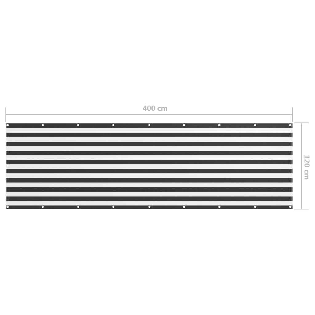 Balkonski zastor antracit i bijeli 120x400 cm od tkanine Oxford