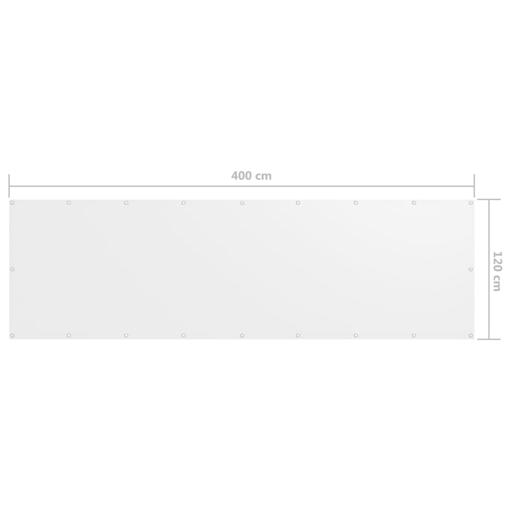 Balkonski zastor bijeli 120 x 400 cm od tkanine Oxford