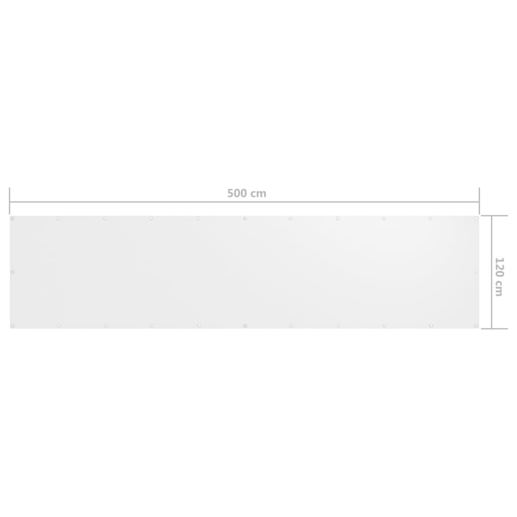 Balkonski zastor bijeli 120 x 500 cm od tkanine Oxford