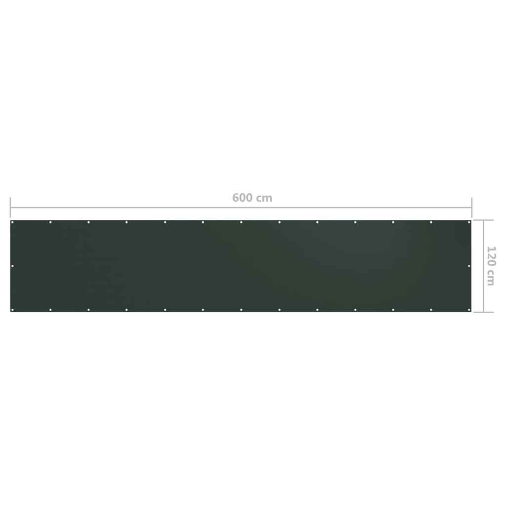 Balkonski zastor tamnozeleni 120 x 600 cm od tkanine Oxford
