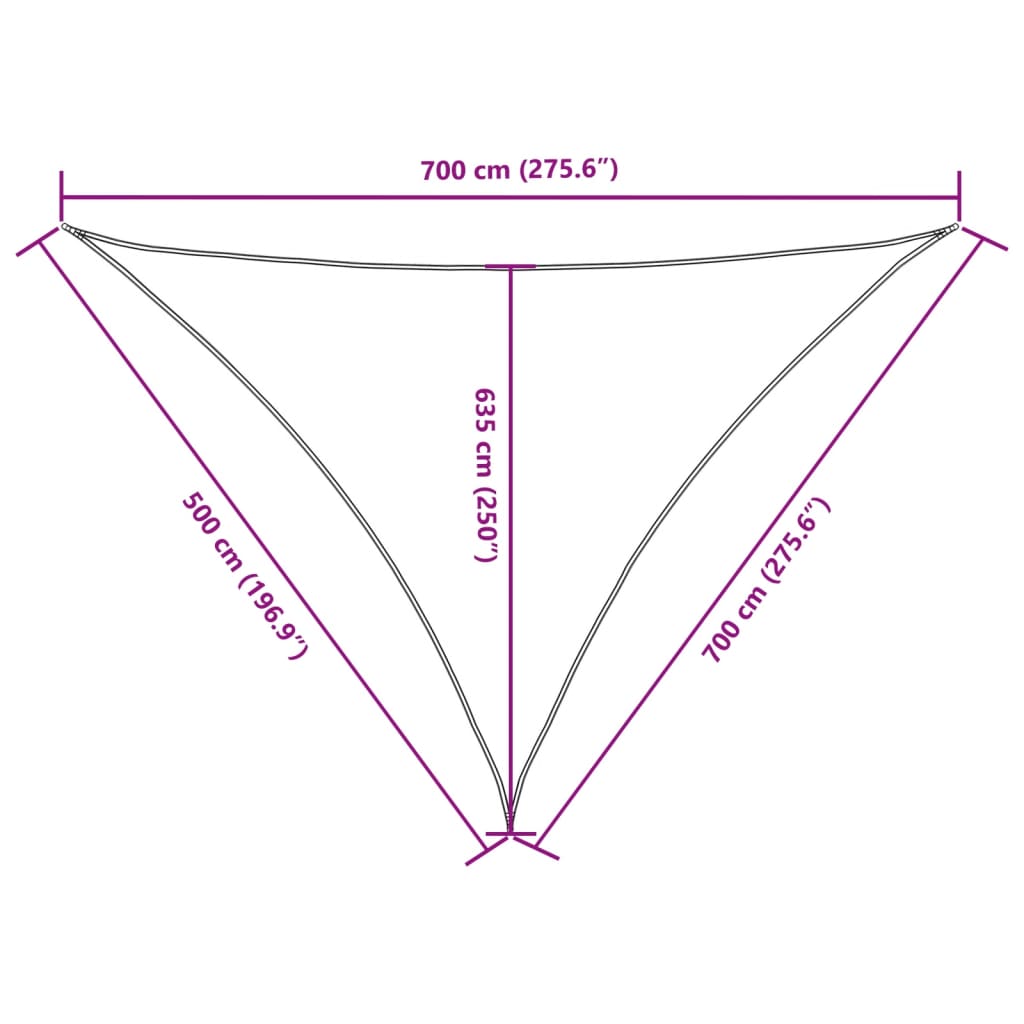 Jedro protiv sunca od tkanine Oxford trokutasto 5x7x7 m krem