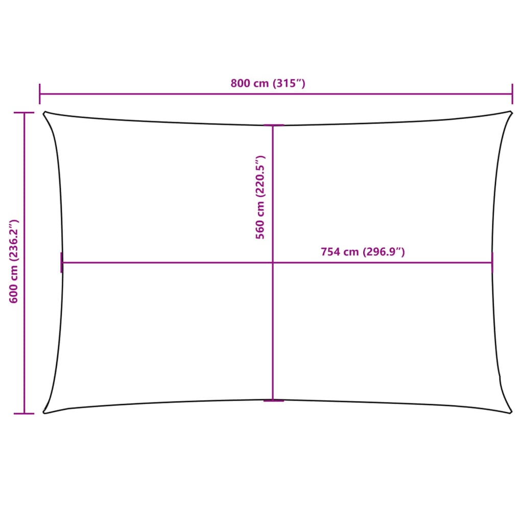 Jedro protiv sunca od tkanine Oxford pravokutno 6 x 8 m crveno