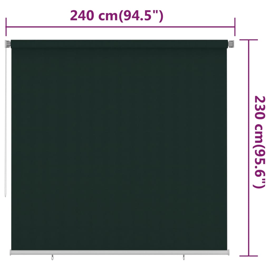 Vanjska rolo zavjesa 245 (Š) x 230 (V) cm tamnozelena HDPE