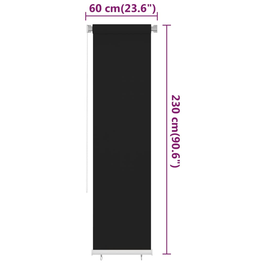Vanjska roleta za zamračivanje 60 x 230 cm crna HDPE