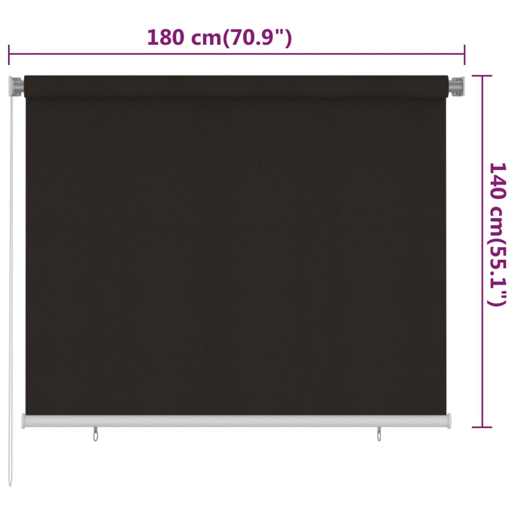 Vanjska roleta za zamračivanje 180 x 140 cm smeđa HDPE