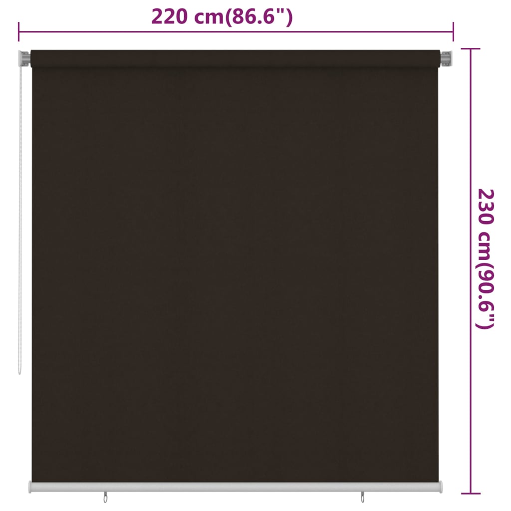 Vanjska roleta za zamračivanje 220 x 230 cm smeđa HDPE