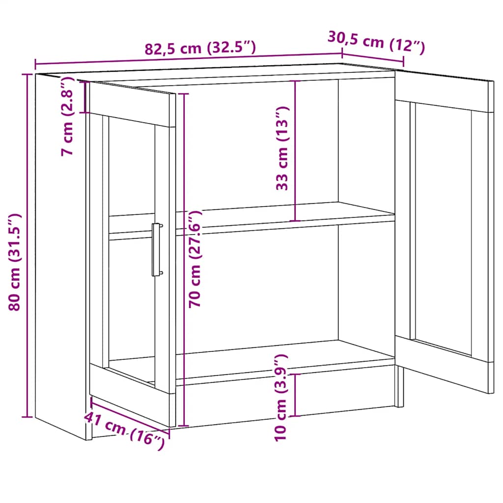 Vitrina crna 82,5 x 30,5 x 80 cm konstruirano drvo