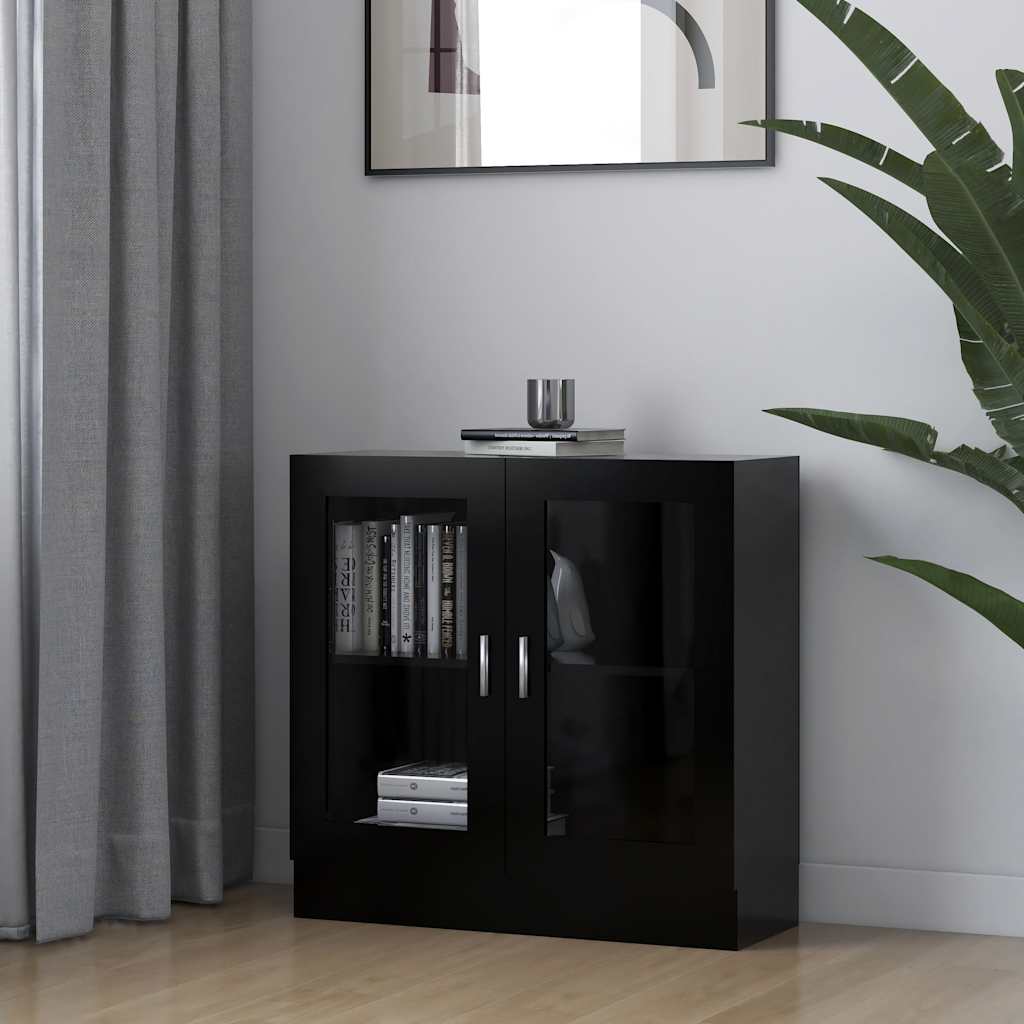 Vitrina crna 82,5 x 30,5 x 80 cm konstruirano drvo