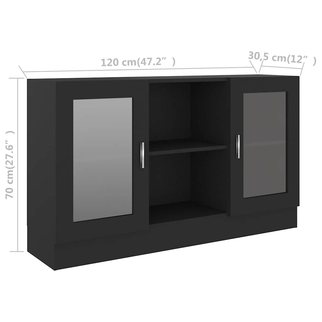Vitrina crna 120 x 30,5 x 70 cm konstruirano drvo