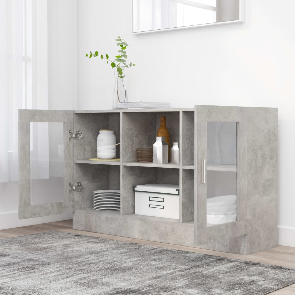 Vitrina siva boja betona 120 x 30,5 x 70 cm konstruirano drvo