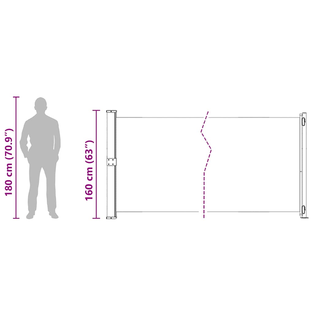 Uvlačiva bočna tenda za terasu 600 x 160 cm plava
