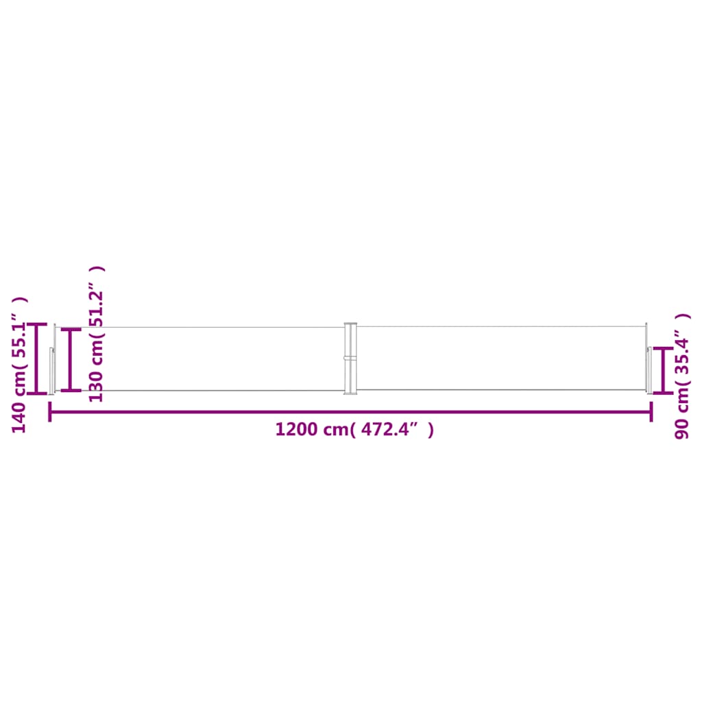 Uvlačiva bočna tenda za terasu 140 x 1200 cm antracit