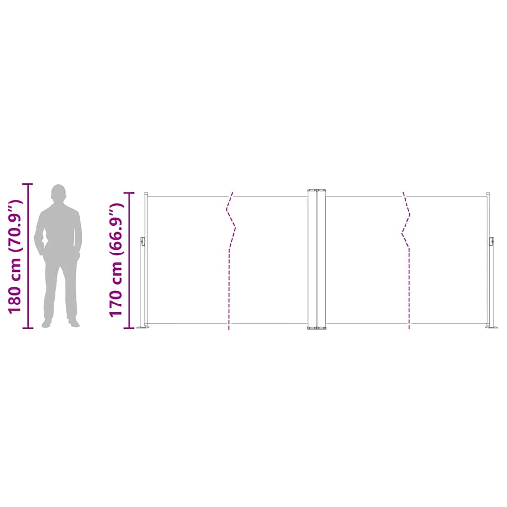 Uvlačiva bočna tenda za terasu 170 x 1200 cm smeđa