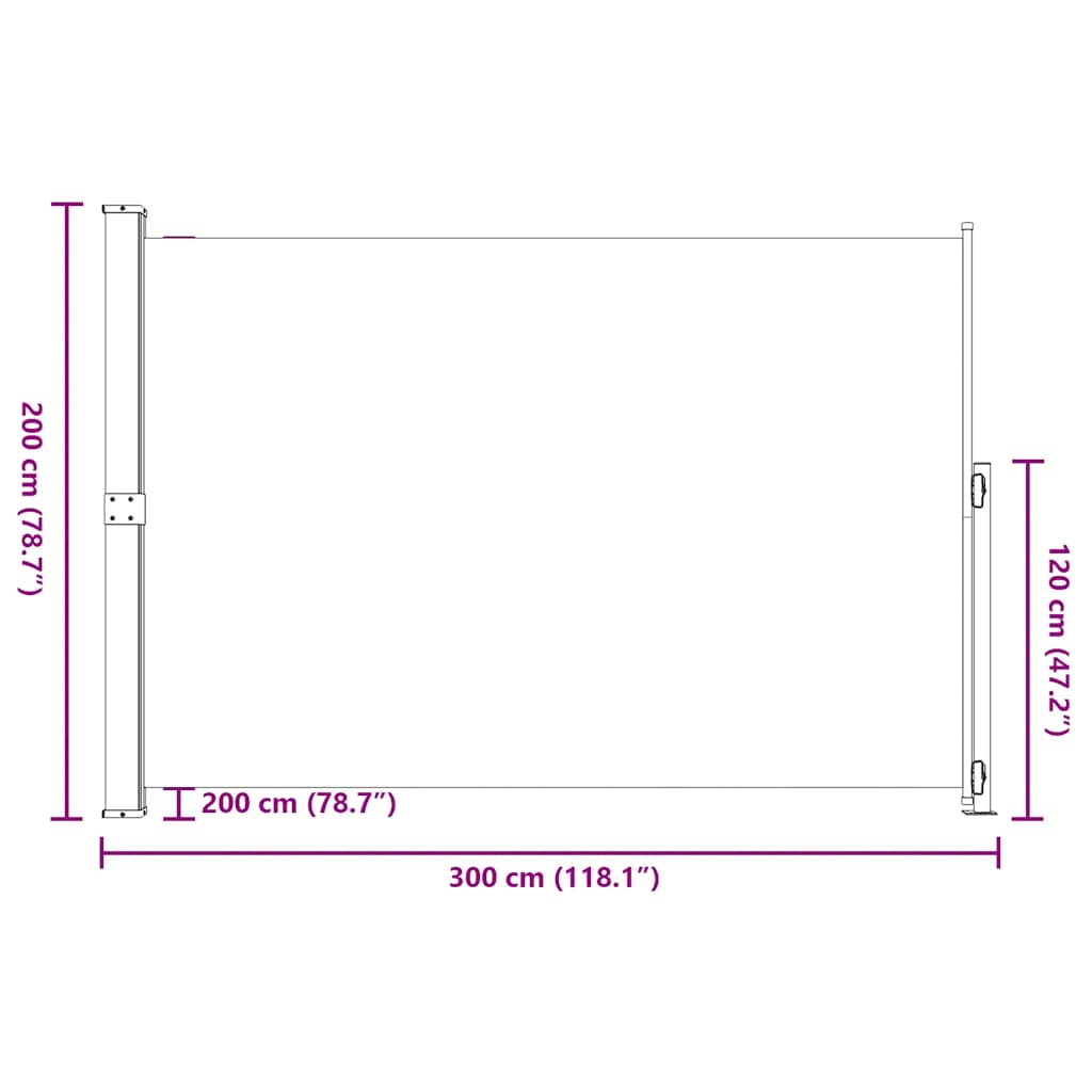 Uvlačiva bočna tenda za terasu 200 x 300 cm krem