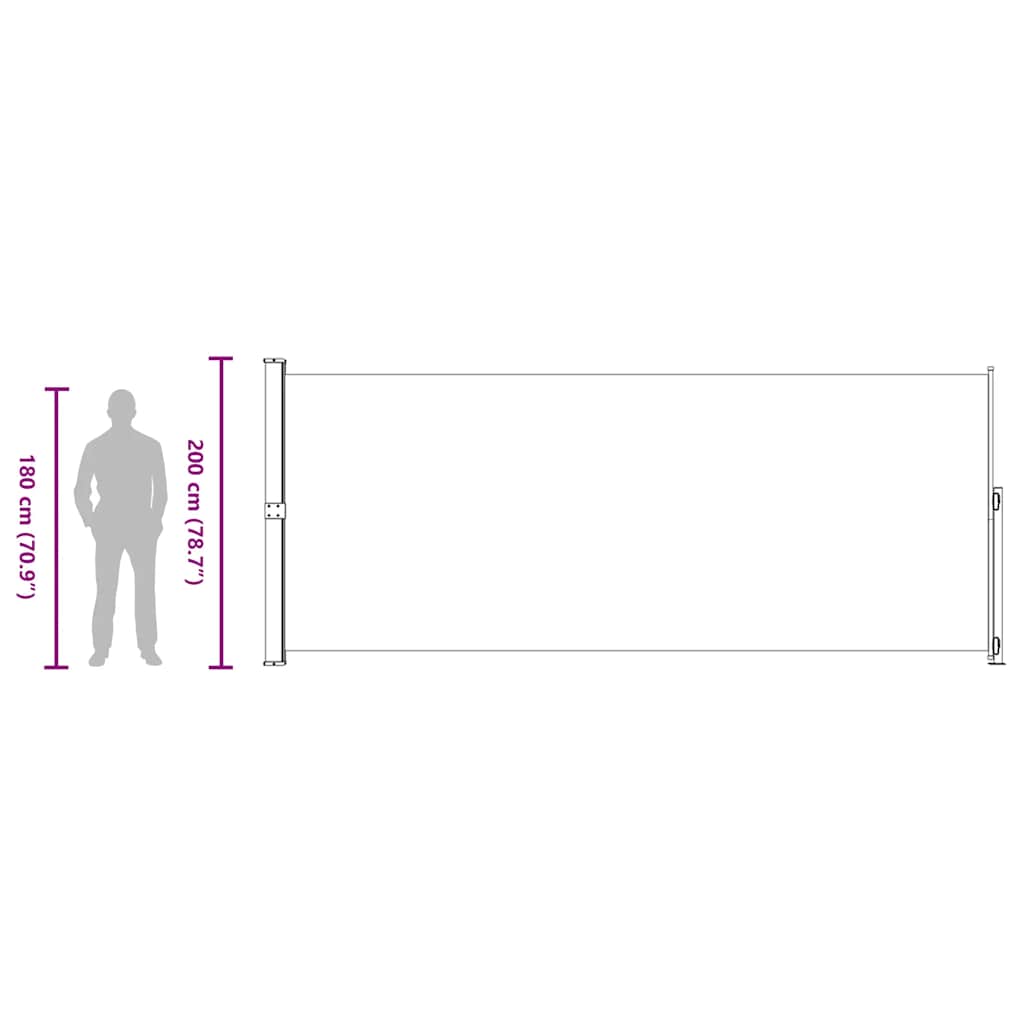 Uvlačiva bočna tenda za terasu 200 x 500 cm krem
