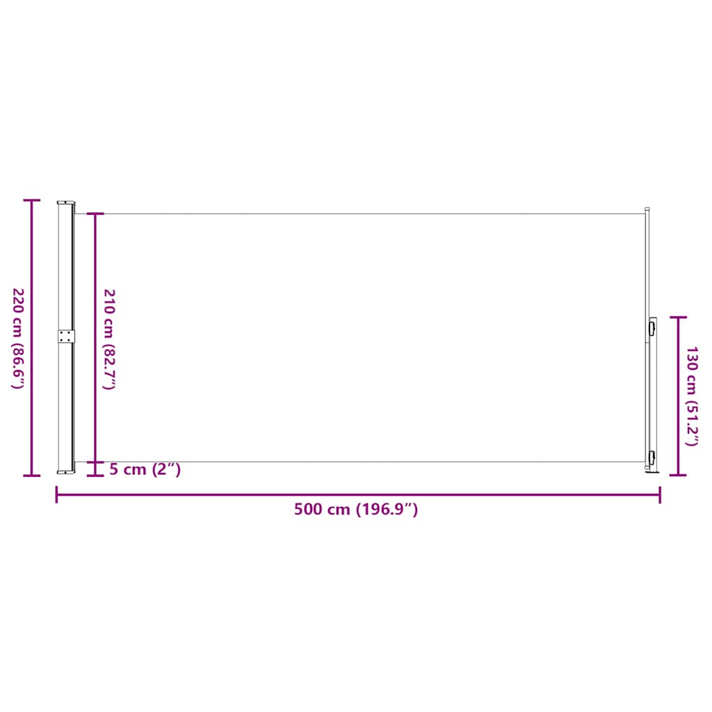 Uvlačiva bočna tenda za terasu 220 x 500 cm crna