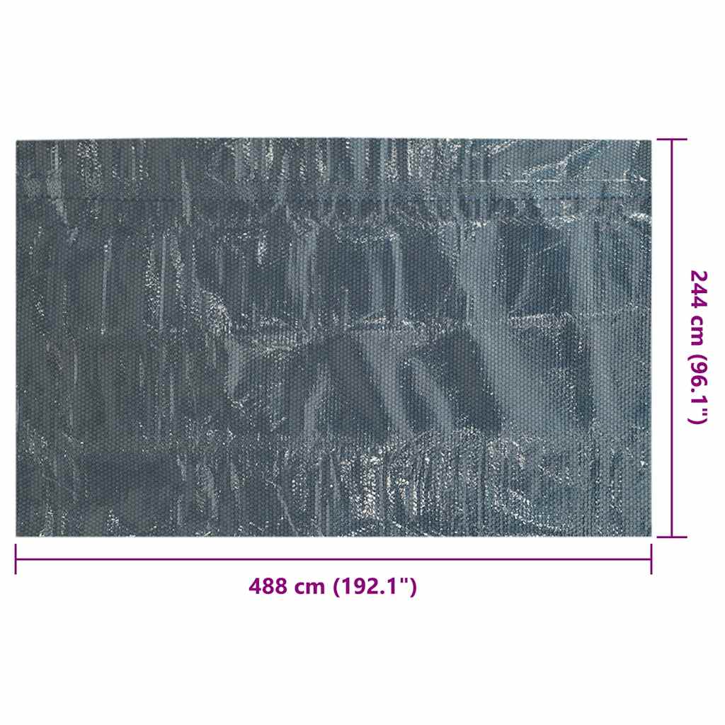 Plutajući PE solarni pokrov za bazen 488 x 244 cm crno-plavi