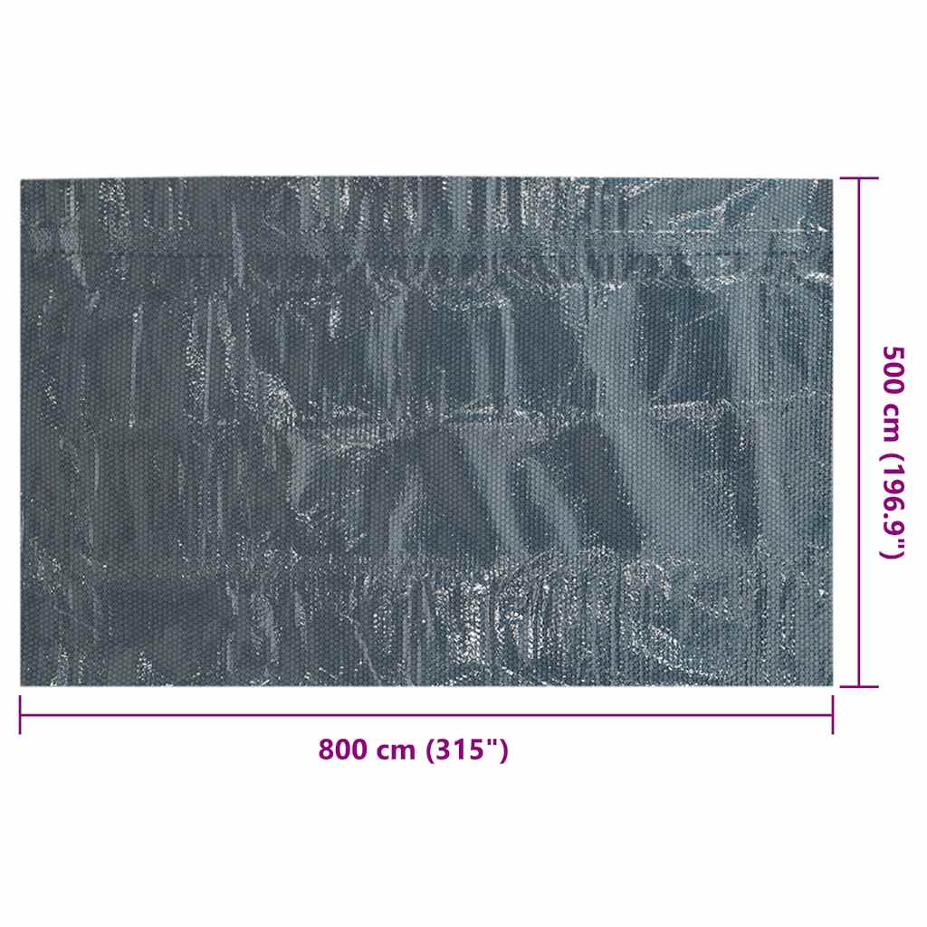 Plutajući PE solarni pokrov za bazen 800 x 500 cm crno-plavi