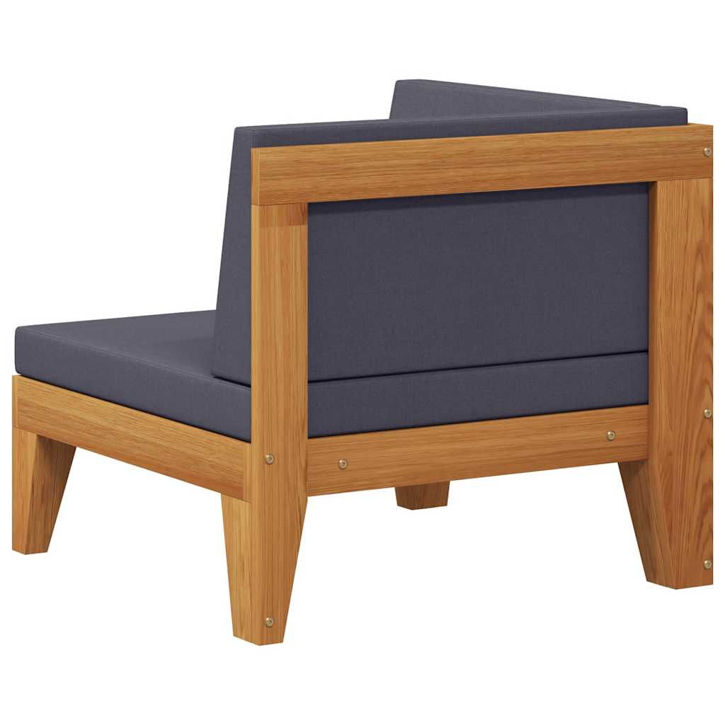 Modularna kutna sofa i tamnosivi jastuci masivno bagremovo drvo