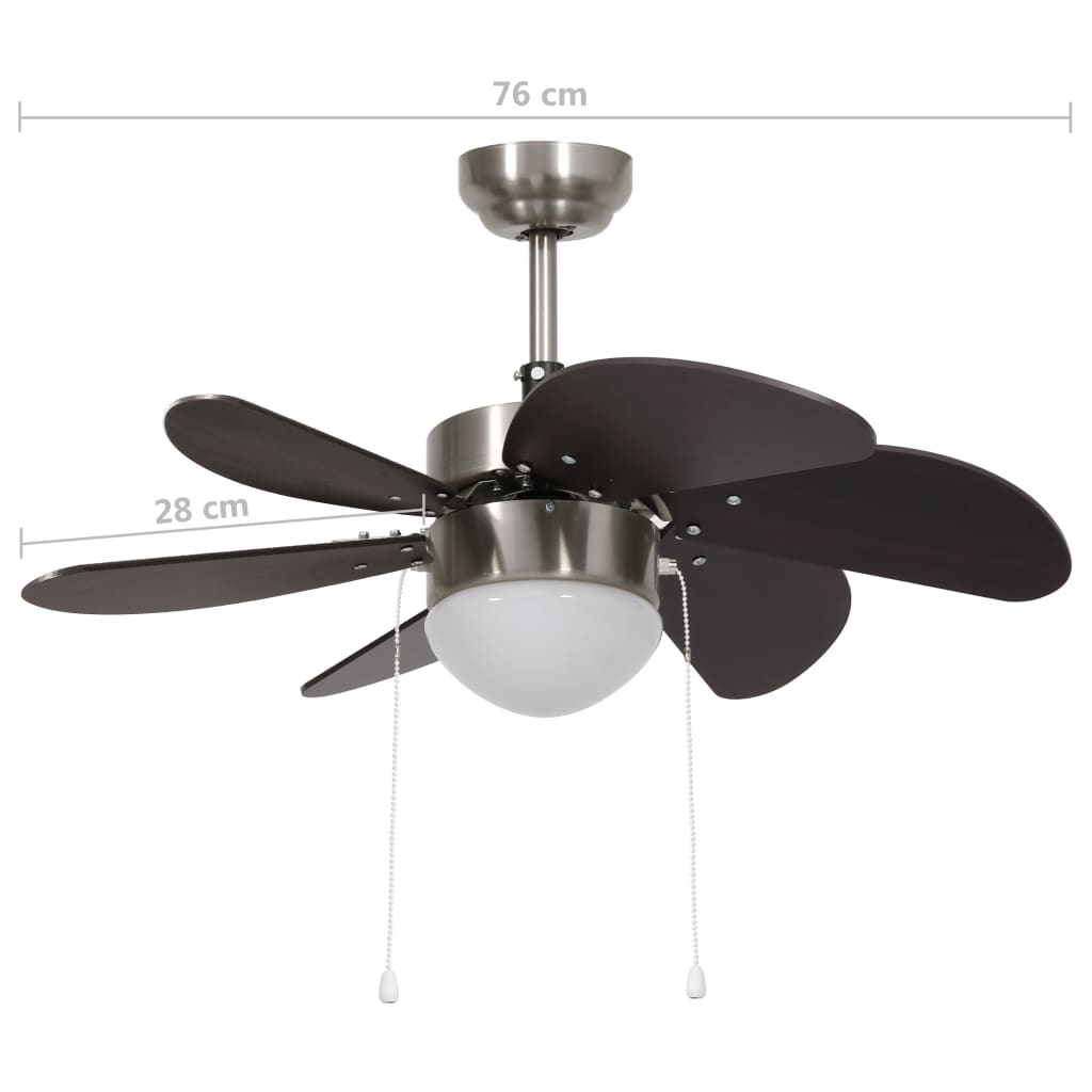 Stropni ventilator sa svjetlom 76 cm tamnosmeđi