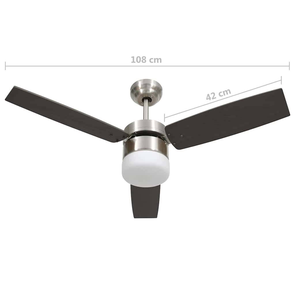 Stropni ventilator sa svjetlom i daljinskim 108 cm tamnosmeđi