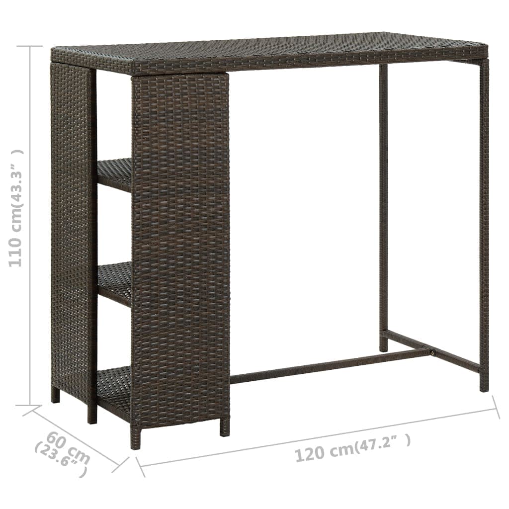 Barski stol sa stalkom za pohranu smeđi 120x60x110 cm poliratan