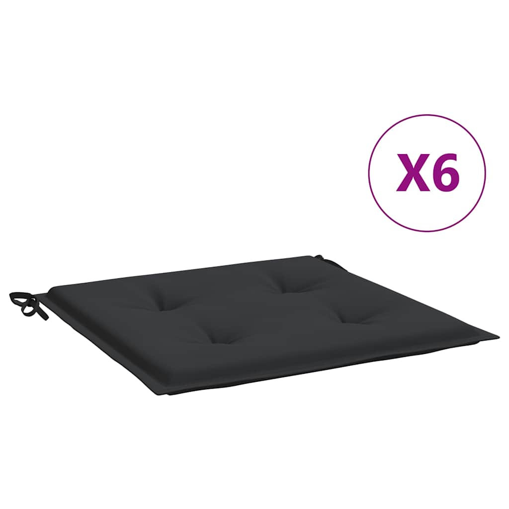 Jastuci za vrtne stolice 6 kom crni 40x40x4 cm od tkanine