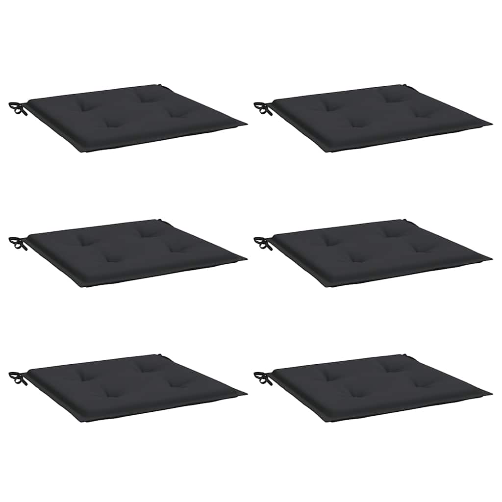 Jastuci za vrtne stolice 6 kom crni 40x40x4 cm od tkanine