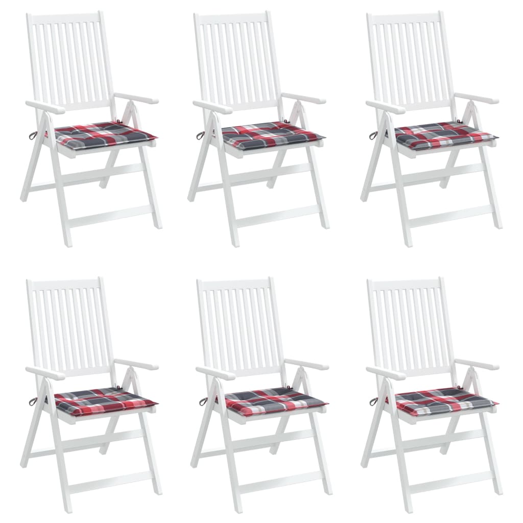 Jastuci za vrtne stolice 6kom crveni karirani 40x40x4cm tkanina