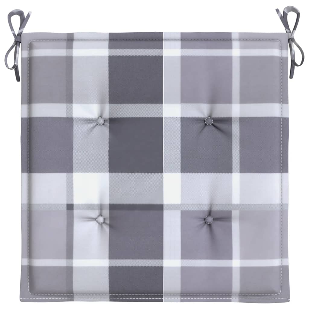 Jastuci za vrtne stolice 6 kom sivi karirani 40x40x4 cm tkanina