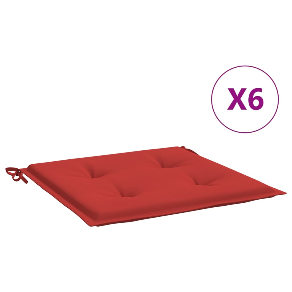 Jastuci za vrtne stolice 6 kom crveni 50 x 50 x 4 cm od tkanine