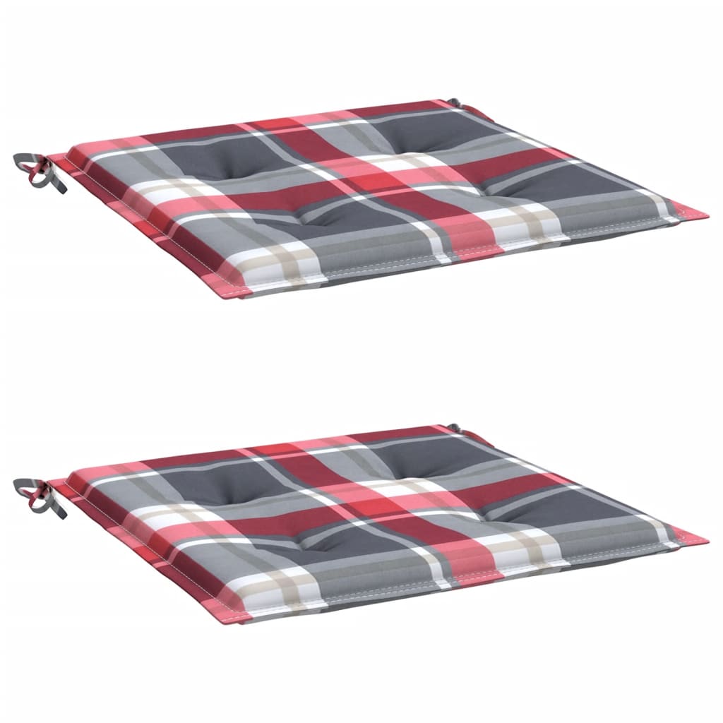 Jastuci za vrtne stolice 2kom crveni karirani 50x50x4cm tkanina
